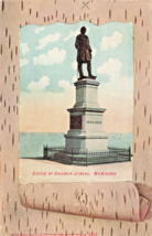 Milwaukee Wi~Statue Of Solomon JUNEAU~1909 Peeled Birchbark Border Postcard - £4.72 GBP