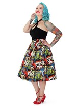Pleated Circle Skirt - Hollywood Monster Pin Up Vintage Inspired - £47.14 GBP
