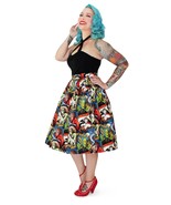 Pleated Circle Skirt - Hollywood Monster Pin Up Vintage Inspired - £47.14 GBP