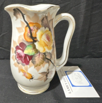 Vintage Ucagco Japan flower Vase Handpainted One handle gold trimmed 5&quot; tall - £30.82 GBP