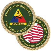 ARMY 3RD THIRD ARMORED DIVISION SPEARHEAD 1.75&quot; MADE IN USA CHALLENGE COIN - £31.28 GBP