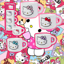 Hello Kitty 4pc Espresso Mug Set - Colorful &amp; Stackable w/ Rack - £18.01 GBP