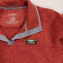 LL Bean Men’s L Orange Sweatshirt Sweater Fleece Slightly Fitted 1/4 Snap 292726 image 4