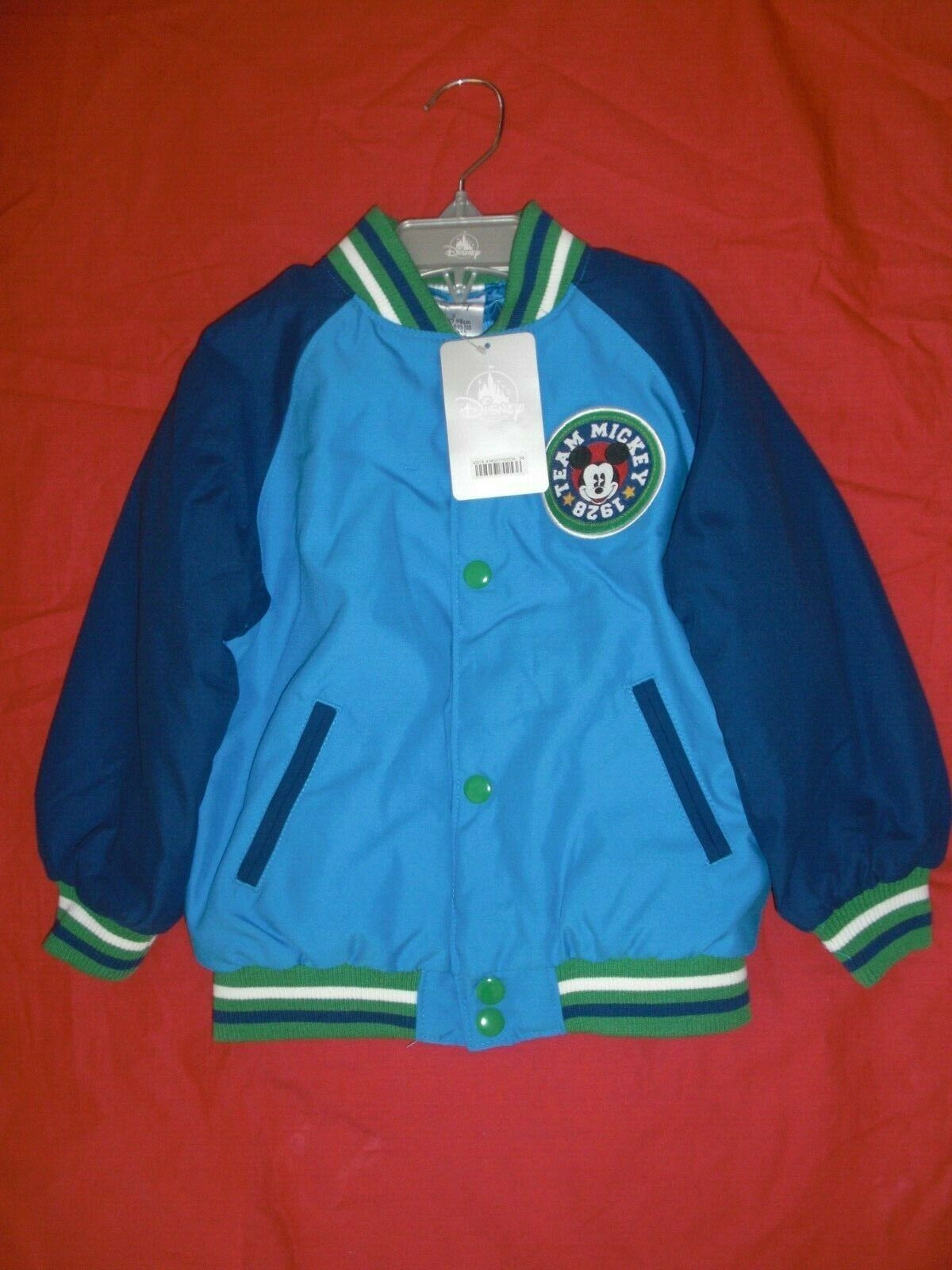 Disney Store Mickey Mouse Blue Varsity Jacket Snap Front Boys Size 3 New WT - $31.99