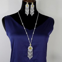 New Trendy Sweater Long Necklace 2pcs Jewelry Sets For Women Wedding Party Zirco - £97.94 GBP