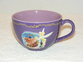 DISNEY STORE TINKERBELL &amp; PETERPAN IMAGE PURPLE 12 oz COFFEE MUG (GB12) EUC - £20.02 GBP