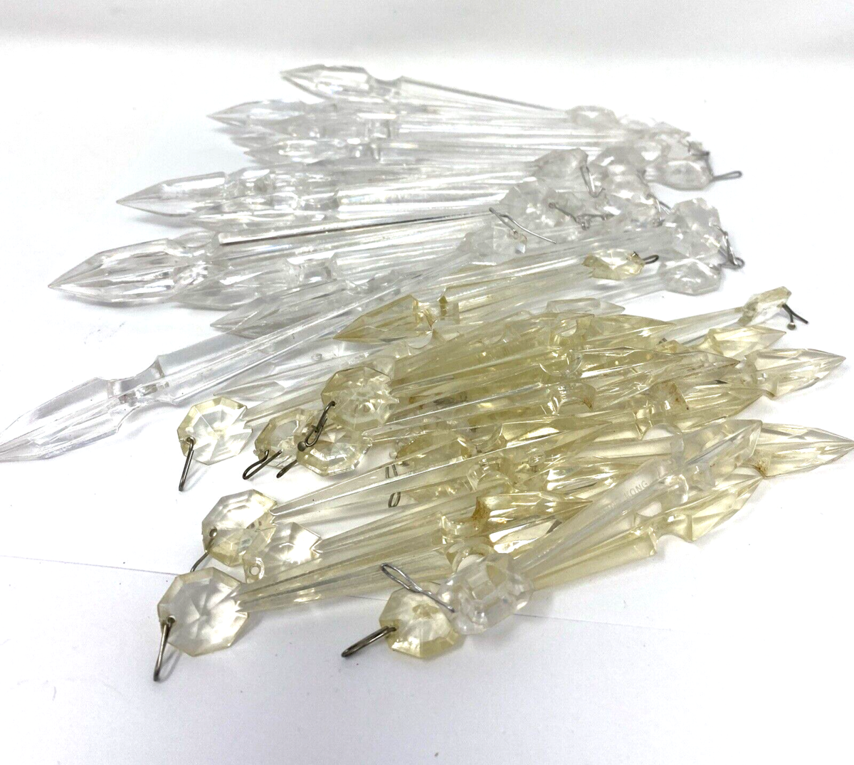 Vintage Clear Plastic Chandelier Ice Crystals Christmas Tree Decor Lot o... - $18.99