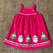 Vintage Corduroy Dress Girls 4 Used Pink Christmas Holiday - £20.08 GBP