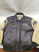 Vintage Walt Disney World Leather Bomber Jacket Vtg Varsity Coat Mens L - £147.13 GBP