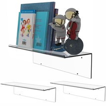 15.8" Invisible Acrylic Floating Wall Ledge Shelf, Wall Mounted Nursery Kids Boo - £26.85 GBP