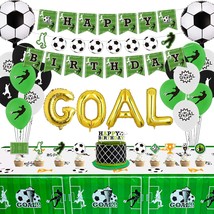 Soccer Party Supplies - 3 Set Soccer Themed Happy Birthday Banners, 1 Table Clot - £24.41 GBP