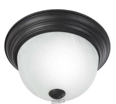 Flush Mount Lighting 1-Light Venetian Bronze Flush Mount White Glass Shade - £11.38 GBP