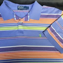 Polo Ralph Lauren Mens L Multicolored Stripe Golf Shirt Stretch Green Po... - $11.91