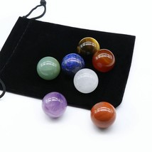 7pcs Chakra Stones Crystal Sphere Ball Reiki Healing Natural Gemstone with Bag - £16.66 GBP