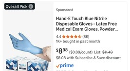 Nitrile Gloves Powder-Free Textured Blue Large Size Case of 100 - $4.50