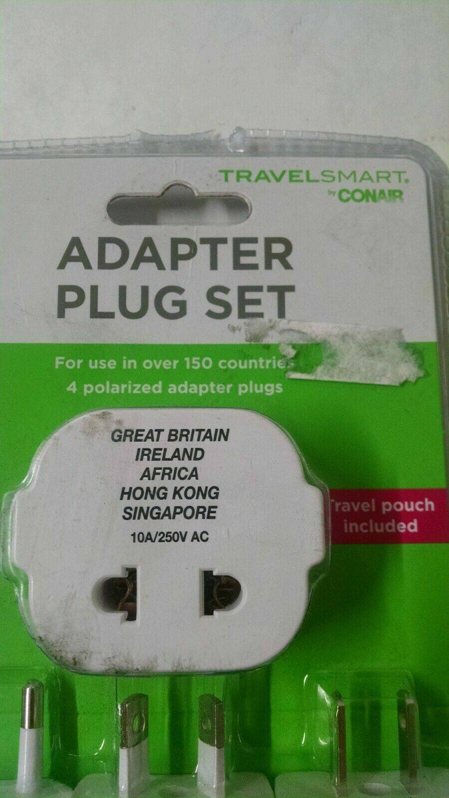 Travel Smart by ConAir Adapter Plug Set 3x10A/250V AC, 1x12A/250V AC - $14.73