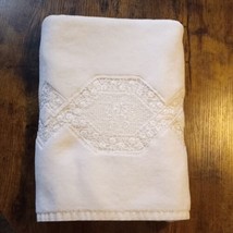 Vtg Grand Patrician Embedded White Lace Decor Towels 48&quot;x 26&quot; Wedding Gi... - $28.01