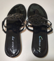 Circus NY by Sam Edelman Canyon Black Medallion Flat Sandals Women&#39;s Size 6.5 - £19.25 GBP