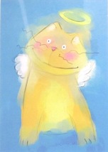 Kitty Cat Guardian Angel Matted Art Print (BN-ART101) - £6.38 GBP