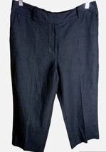 NWT Talbots 100% Linen Cropped Pants 10 Petite Black Pockets  - $29.70