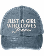 Just a girl that loves Jesus LP108 Washed Embroidered Girls Hat - $411.68 MXN