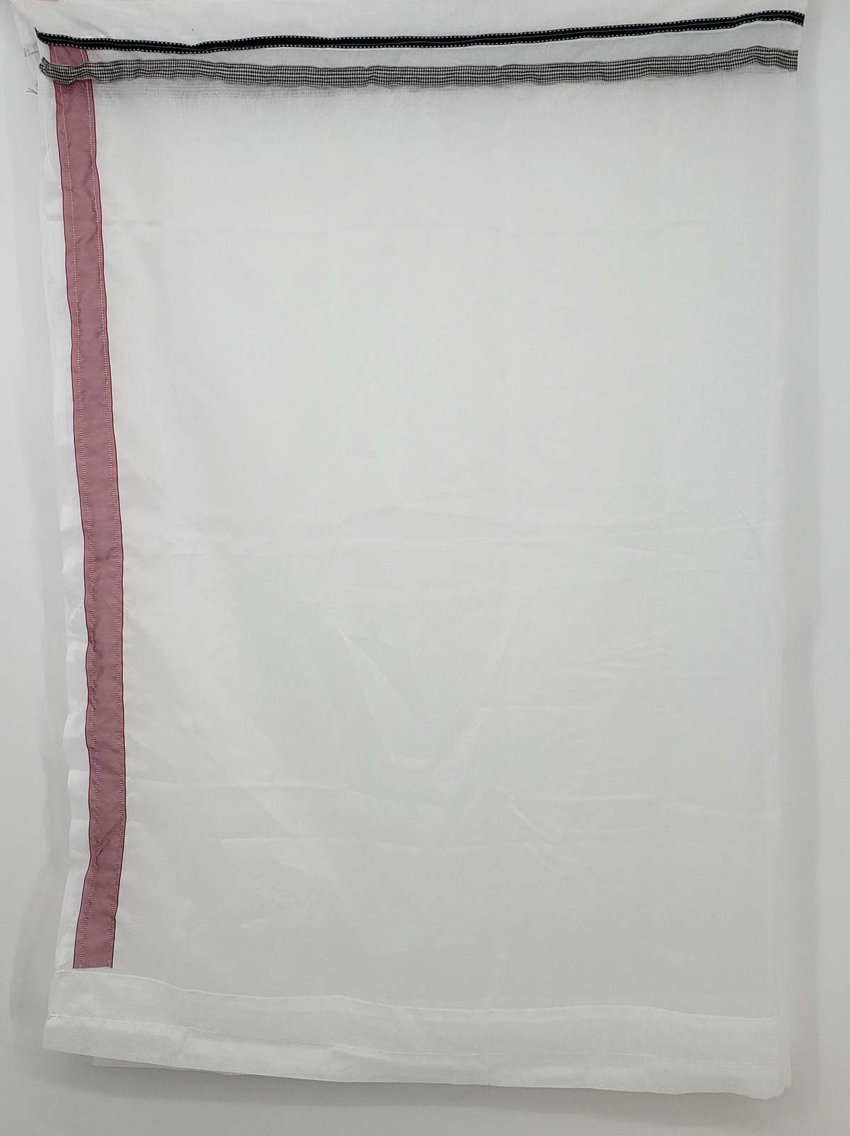 Polyester Sheer Rod Pocket Curtain Panel with Fabric Embellishments - $7.99