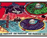 Privato Premere UFO Uap Dorato Gate San Francisco Ca Unp Continental Car... - $13.27