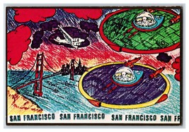 Privato Premere UFO Uap Dorato Gate San Francisco Ca Unp Continental Cartolina - £10.60 GBP