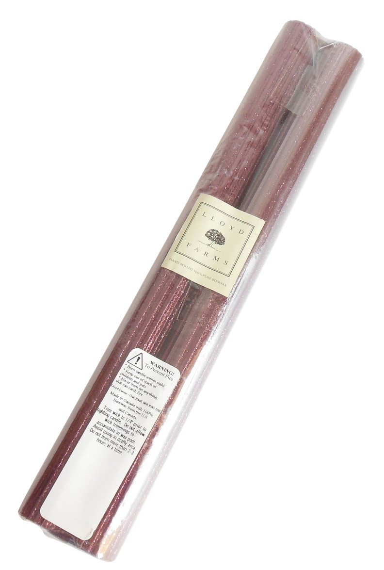 Lloyd Farms Beeswax 10" Glitter Taper Candles In Deep Purple Wine With Long Life - $12.95