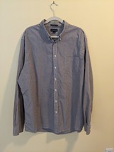 Lands End 100% Supima Cotton Mens Shirt XXL Blue and Brown Check Long Sl... - £13.23 GBP