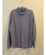 Lands End 100% Supima Cotton Mens Shirt XXL Blue and Brown Check Long Sl... - £13.23 GBP