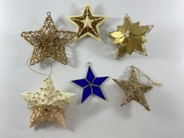Vintage Lot 6 Star Shaped Christmas Ornate Ornaments - £23.73 GBP