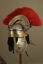  Medieval Knight Roman Gallic Centurion Helmet With Red Plume - £107.91 GBP