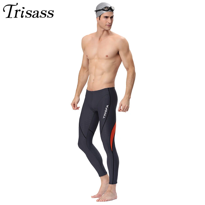 Sporting YINGFA 2021 Men Swimming Trunks Double Waterproof Long Pants Boxer Swim - £65.54 GBP