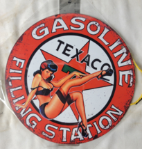 VINTAGE TEXACO GASOLINE SIGN PUMP PLATE GAS STATION OIL 7 3/4&quot; x 7 3/4&quot; - £22.45 GBP