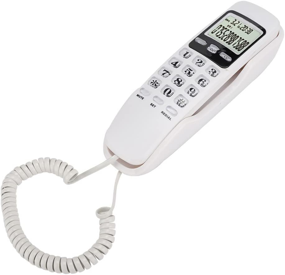 Wall Mounted Corded Telephone,Dtmffsk Dual System English White Lcd Dispaly - $38.99