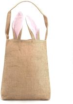 1 Pcs Pink Bunny Ear Burlap Canvas Tote Bag #MNHS - £13.45 GBP