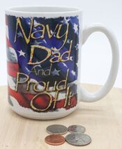 Cuppa Brand 14 oz Coffee Tea Mug - NAVY "DAD AND PROUD OF IT" - $20.00