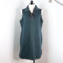 New Sonoma Women&#39;s L Denim Blue Jean 90&#39;s Y2K Fitted Sheath Sleeveless Dress - £19.93 GBP