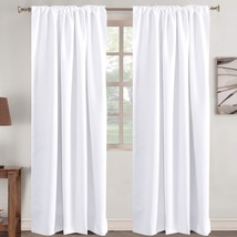 White Blackout Curtains 96 Inch Long Insulated Thermal White Curtains For Bedroo - £52.74 GBP