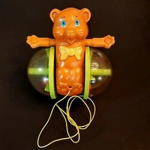 Fisher Price Bob Along Bear Pull Toy # 642 Teddy Bear Wheels 1979 Quaker... - $9.90