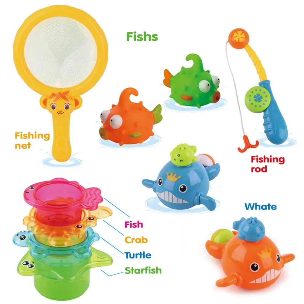 8pcs/12pcs Bath Toys Fishing Games For Baby Cute Wind-up Animal Bathtub Toys For - £18.26 GBP