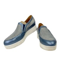 AQUATALIA 8 Shoes Blue Leather Slip-On Loafer Platform Womens Made Italy - £59.41 GBP