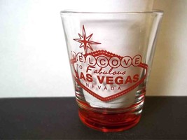 Souvenir shot glass Welcome to Fabulous Las Vegas sign red base - $5.94