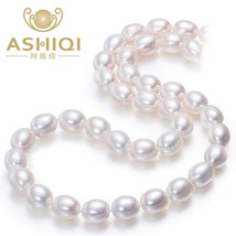 ASHIQI Real white natural freshwater pearl necklace  , 40 cm/45 cm pearl jewelry - £21.26 GBP
