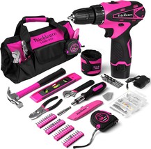 Pink Drill Set For Women, 137 Pc. Hand And Power Tool Set With 12V Cordless - £59.08 GBP