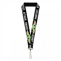 Star Wars The Mandalorian The Child Protect, Attack, Snack Lanyard Black - £12.56 GBP