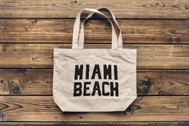 Jumbo Size Vintage Style Retro City Cotton Canvas Tote Bags (Miami Beach) - £13.42 GBP