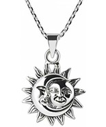 Glinting Celestial Sun And Moon 925 Sterling Silver Pendant Necklace 18i... - £65.88 GBP