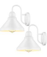 SET OF 2 Solar LED Wall Lamps Lantern WHITE Porch Patio Fence Barn Light... - $67.24 CAD
